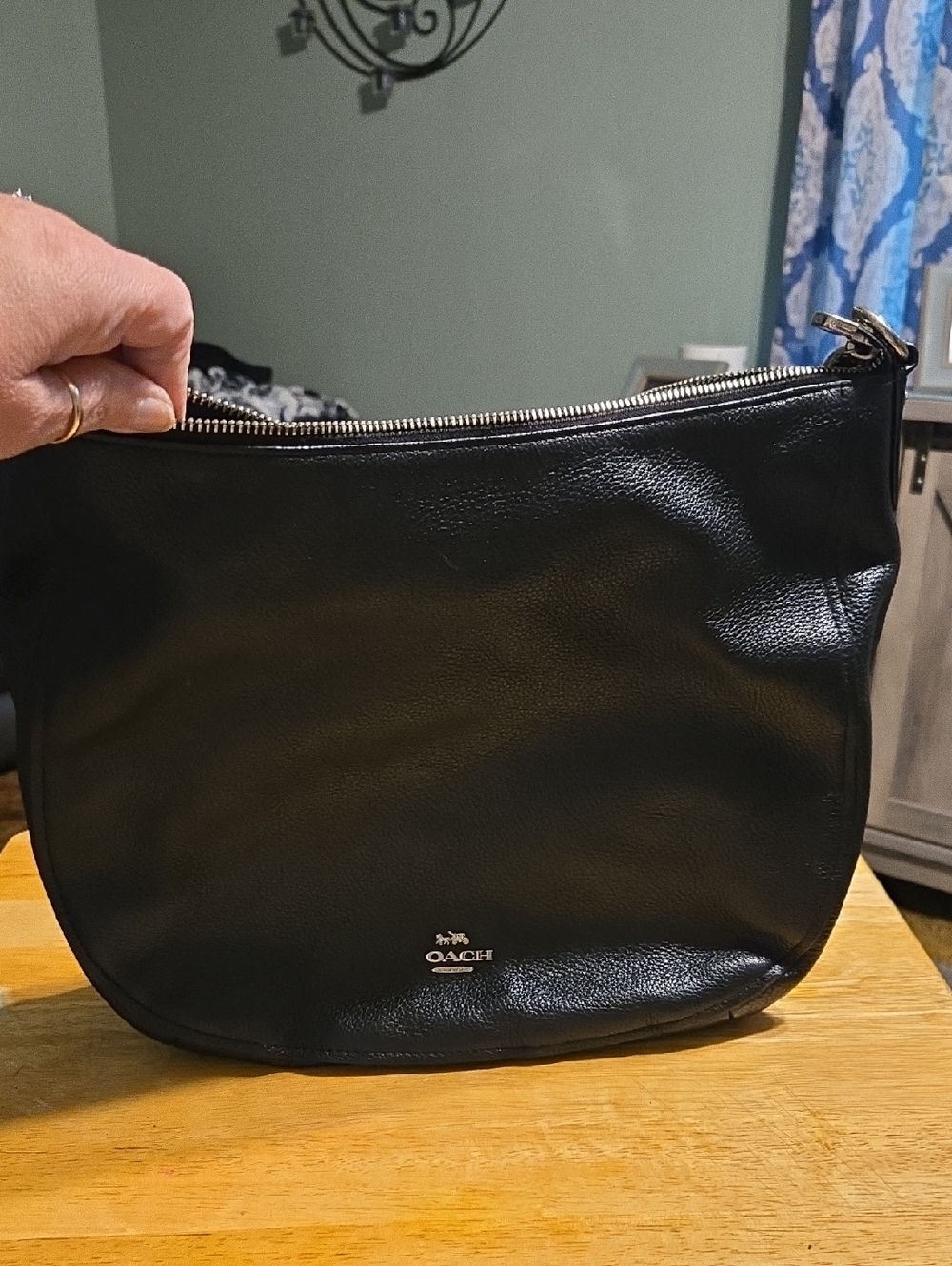 Coach Black Pebbled Leather Messenger Bag - Coach